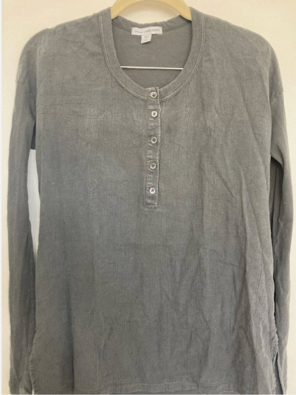 Standard James Perse Womens Size 0 XS /S Heathered Grey Long Sleeve Shirt Top